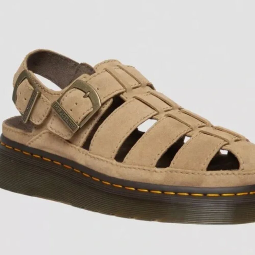 Dr. Martens Wrenlie Bronx Suede Fisherman Sandals Chunky Platform Tan Men's 9